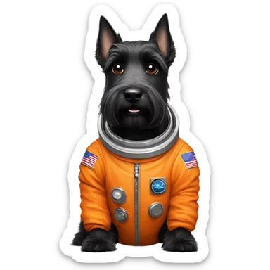 Scottish terrier dog in a orange space suit sticker