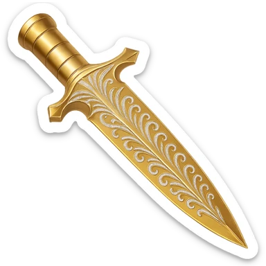 Recolor this weapon to a plated gold color with ornate engravings inlaid with silver. The gold should be rich and metallic, and the engravings should have a bright, reflective silver finish. Transparent background. sticker