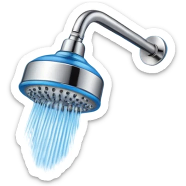 blue shower head sticker