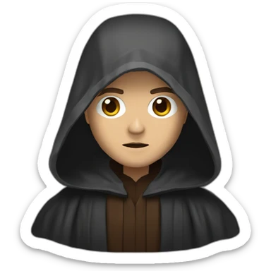 Dark side anakin skywalker (sith eyes) (brown hooded robe) (portrait, front facing) sticker