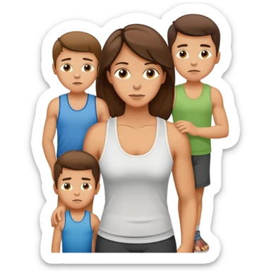 Exhausted Light brunette fit mom with 3 sons sticker