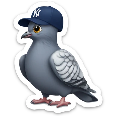 pigeon wearing new York yankee cap sticker