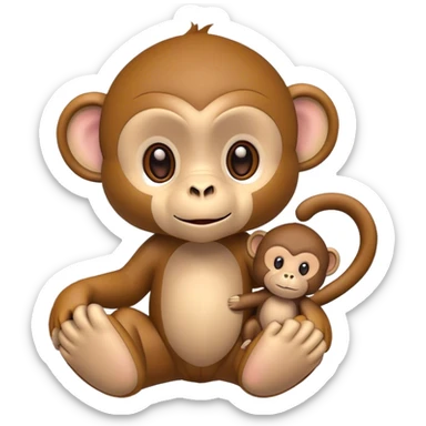 Monkey with stuffed animal  sticker