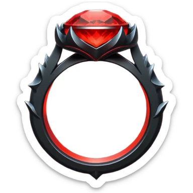 iOS sticker, dark fantasy ring, black metal, red inner glow, minimal sticker