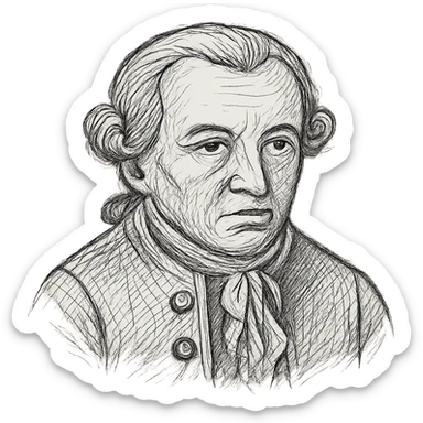 Add more strokes to the portrait of Immanuel Kant to make it more detailed, keeping it hand-drawn in a sketchy outline style with no fill, only outlines, no background, and no text. sticker