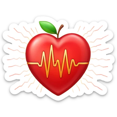 emoji of a red beating heart with gentle motion lines or soundwave pulses around it, symbolizing a heartbeat. Smooth, glossy Apple emoji design with soft highlights and a warm, lively glow sticker