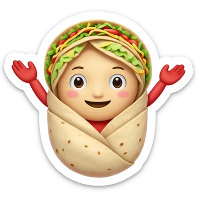 A burrito with arms bow on top sticker