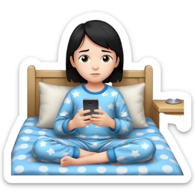 un niño de entre 3 - 10 años jugando con su celular, cansado en una habitacion apagada, el niño tiene piel blanca y cabello negro

 sticker