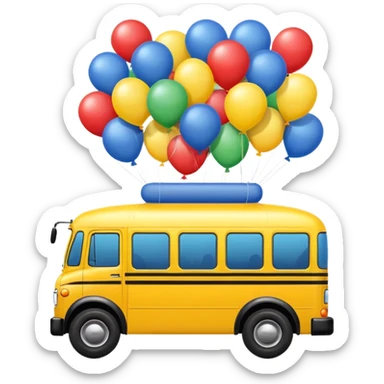 make me a high definition emoji of a bus suspended by ballons sticker