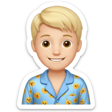 create emoji of a boy getting up in the morning in the bed sticker