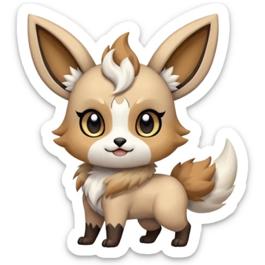 Animalistic tired sleeping snoozing snoring kawaii chibi sleepy happy glad somber mongral Meloetta-Absol-Eevee-Gatomon-hybrid-fusion-animal sticker