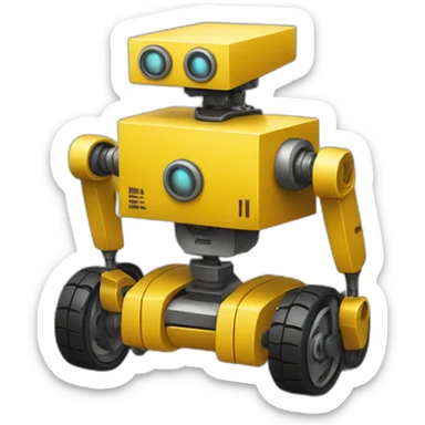 Rectangle Yellow robot with wheels sticker