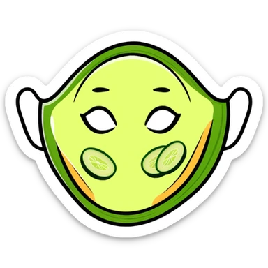 spa day with face mask and cucumber slices sticker