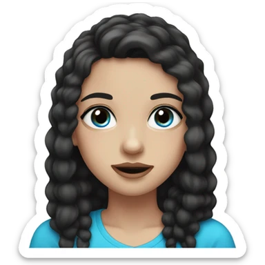 a girl with dark brown hair, braces, big lips, long black eyelashes and blue eyes sticker