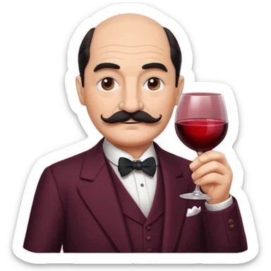 Hercule Poirot with a glass of wine sticker