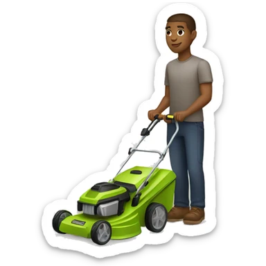 COOL LIGHT BROWN SKIN MAN USING LAWNMOWER  sticker