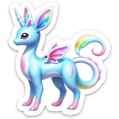 Shiny Sparkly Bioluminescent Glowing Lumineon-Amaura-Dragonair-Sylveon-Fakémon-hybrid-creature (full body)  sticker
