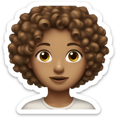 Tarnish girl with brown curly hair and hazel eyes,￼ a few freckles sticker