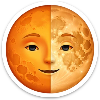 Un cercle qui représente un côté la lune de couleur noir et de l’autre le soleil  sticker