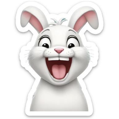 rabbit laughing crazily with tears sticker
