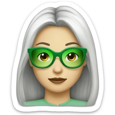 Femme lunette verte avec une queue de cheval sticker