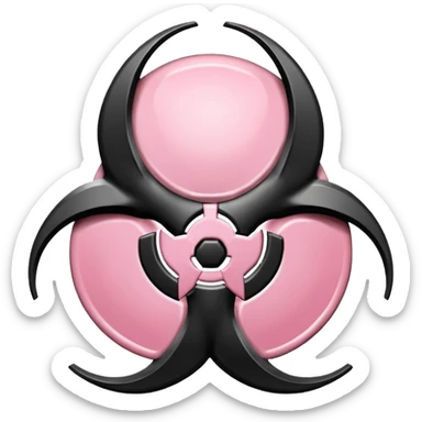 Light pink and black biohazard symbol sticker