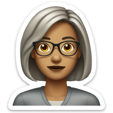 Lady with shoulde length hair and crooked glasses sticker
