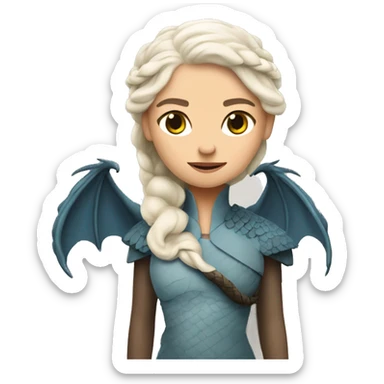 Daenerys Targaryen from game of thrones with a dragon behind sticker