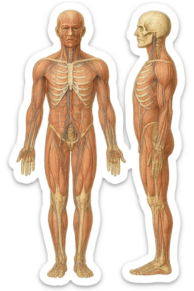 corpo umano anatomico con schiena piatta sticker