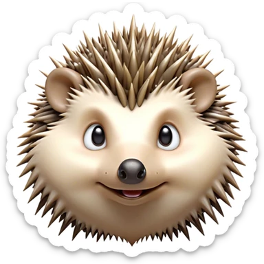 Cinematic Comical Hedgehog Portrait Emoji, Head tilted dramatically with an exaggeratedly surprised expression and wide, comically expressive eyes, featuring a small, spiky body with quills that seem to dance with playful energy, Simplified yet hilariously expressive features, highly detailed, glowing with a slightly sassy woodland glow, high shine, dramatic yet playful, stylized with an air of cheeky hedgehog mischief, soft glowing outline, capturing the essence of a meme-worthy hedgehog that looks ready to roll its way into viral fame! sticker