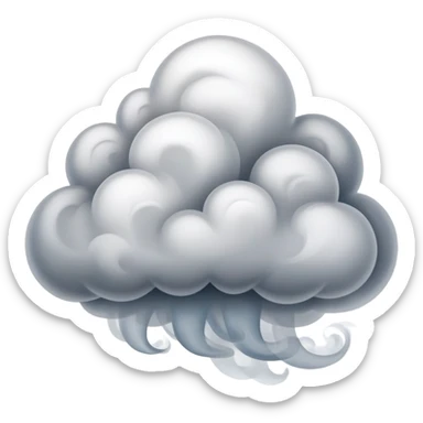 An emoji of rising smoke. Soft, wispy, and slightly transparent gray smoke swirling upwards. Natural and smooth movement, resembling steam, fog, or fire smoke sticker
