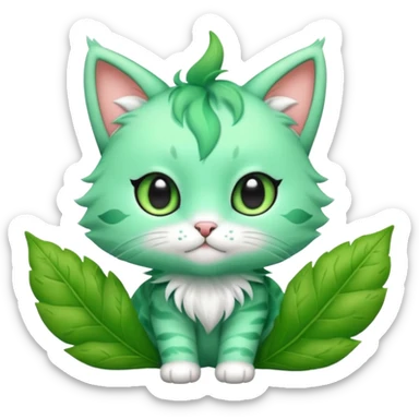 Toony Chibi Kawaii Minty Leaf Juicy Feline Fluffy Sprigatito-Fakémon-creature sticker