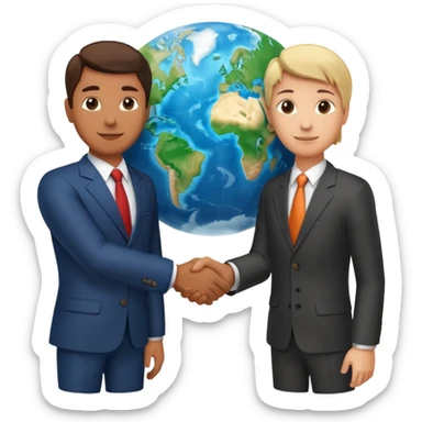 Shake hands and a globe showing negotiation of climate change sticker