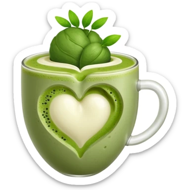 Anatomic heart composed of matcha latte, only heart without any details sticker