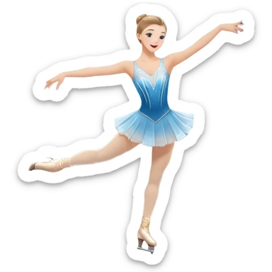 An icon featuring a graceful figure skater performing a spin on the ice. The background includes a grand ice rink palace with shining spotlights and cheering spectators in the stands. Transparent background highlights the elegance and artistry of figure skating sticker