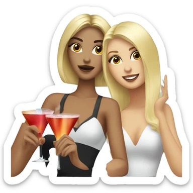 Blonde and brunette girls with cocktails  sticker