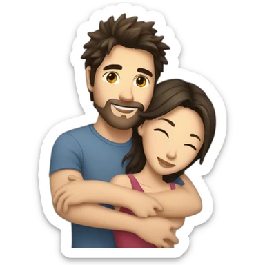 scruffy-brunette-caucasian-man-cuddling-asian-woman sticker