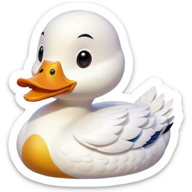 A 3D cartoon duck floating on a calm pond, soft ripples, rounded features, vibrant colors, cute and happy face, Memoji-style lighting. sticker