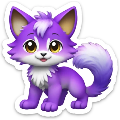shiny, colorful, purple, gradient, Kemono-style, Chibi, Anthro-Fur-Sona-Fakémon, Full Body sticker