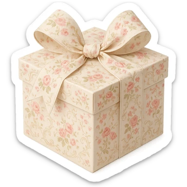 Elegant Rococo pale girly ditsy floral gift box  , remove background sticker