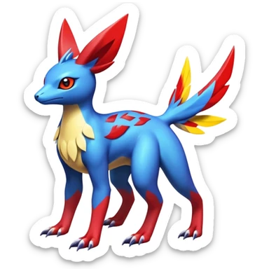  Cute Shiny Exotic Colorful Guilmon-Latias-Koraidon-Umbreon-Fakémon-hybrid-creature (full body)  sticker