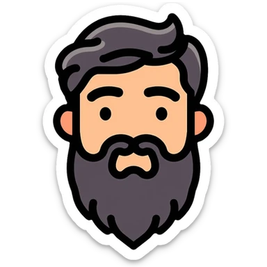 A friendly man with a beard and traditional South Asian appearance sticker