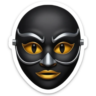 Minimal emoji, gothic mask forged from matte black leather, emotionless expression, smooth heavy surface, subtle leather texture, deep shadows, no glow, no neon, flat emoji style, centered sticker