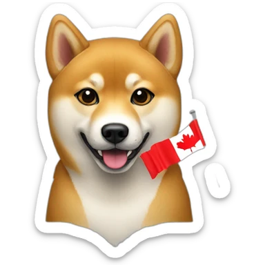 Shiba with canada flag sticker