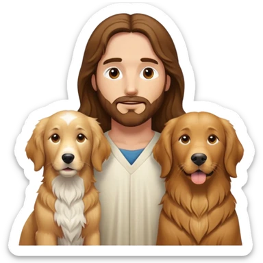 Can u make Jesus with 2 golden retrievers. One a brown and the other an all white golden retriever? sticker