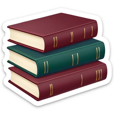A flat-style illustration of three stacked hardcover textbooks, in muted academic colors like navy blue, maroon, and dark green. Symbolizing structured school education. Minimal cartoon style, white background, iOS emoji aesthetic. sticker