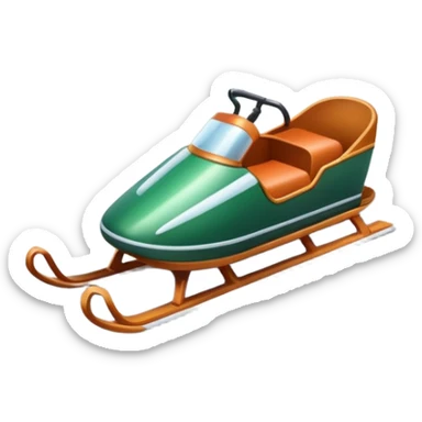 An icon featuring a sleek sled speeding down a snowy hill, with a snowy landscape and pine trees in the background. The motion lines and slight snow spray emphasize the thrill of the ride. Transparent background highlights the excitement and fun of sledding. sticker