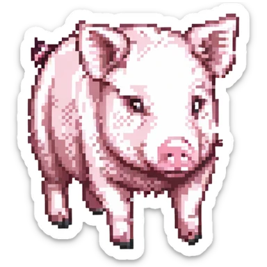 Minecraft style pig, blocky, realistic texture, similar to provided wolf reference sticker