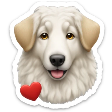 Maremma sheep dog with a red collar and a teddy bear  sticker