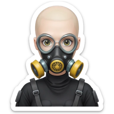 cyberpunk gasmask girl programmer buzzcut bald sticker